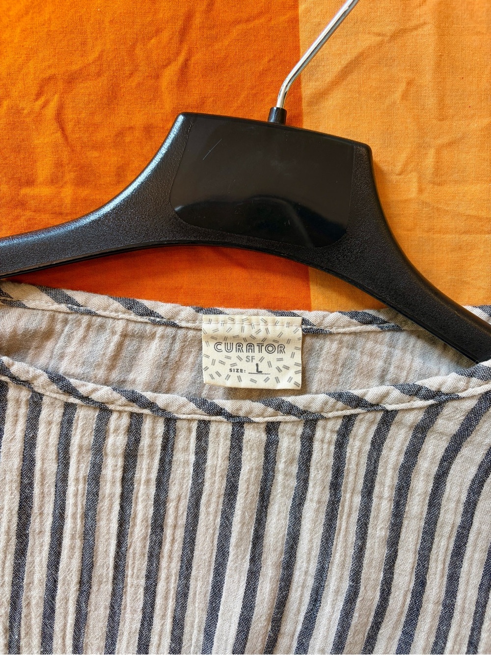 Curator SF Hanna Tee -100% cotton NWOT - Oat and Black Stripe - Picture 4 of 6